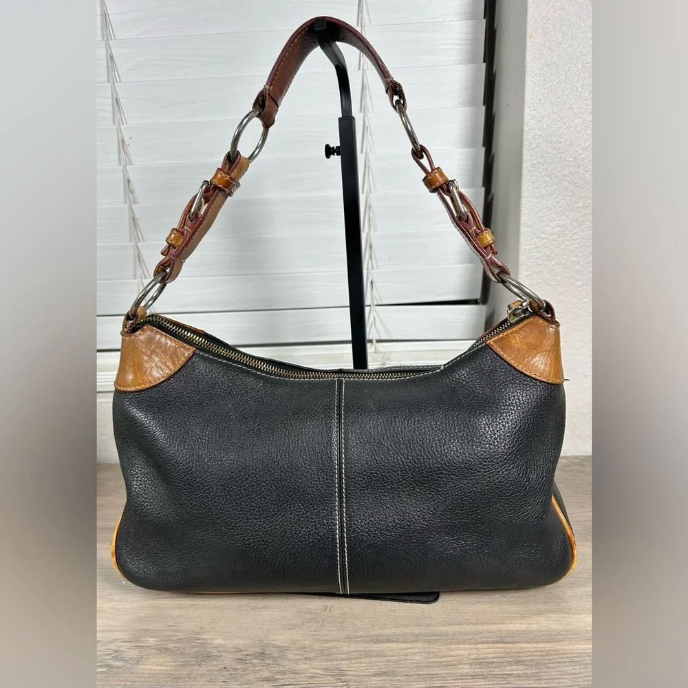 Vintage Dooney & Bourke Black Pebbled All Weather Leather Hobo Shoulder Handbag - Picture 6 of 14